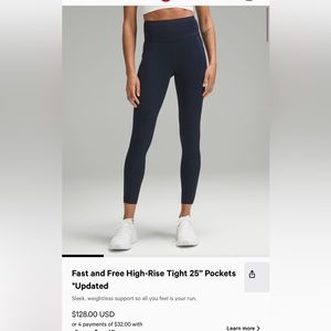 Lululemon Fast and Free Leggings.